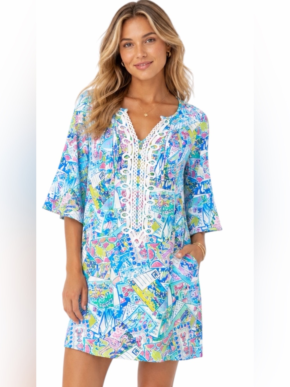 Lilly Pulitzer – Krysta Tunic Dress – Palm Beach Print Shift Mini – Sz. S